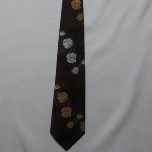 VINTAGE mens TIE polyester WIDE floral READ’s brown 70's 60's ROSE white